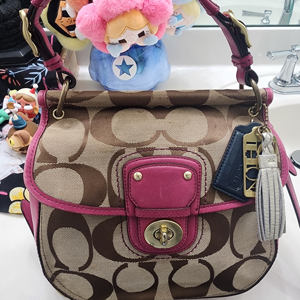Coach Brown and Pink Signature Bag